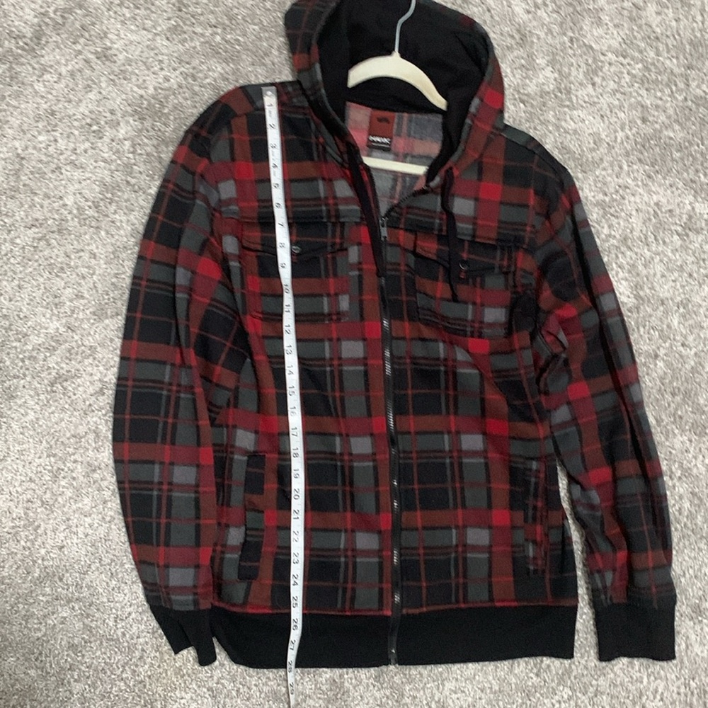 Y2K Tony Hawk Red Plaid Zip Up Hoodie - Picture 6 of 7